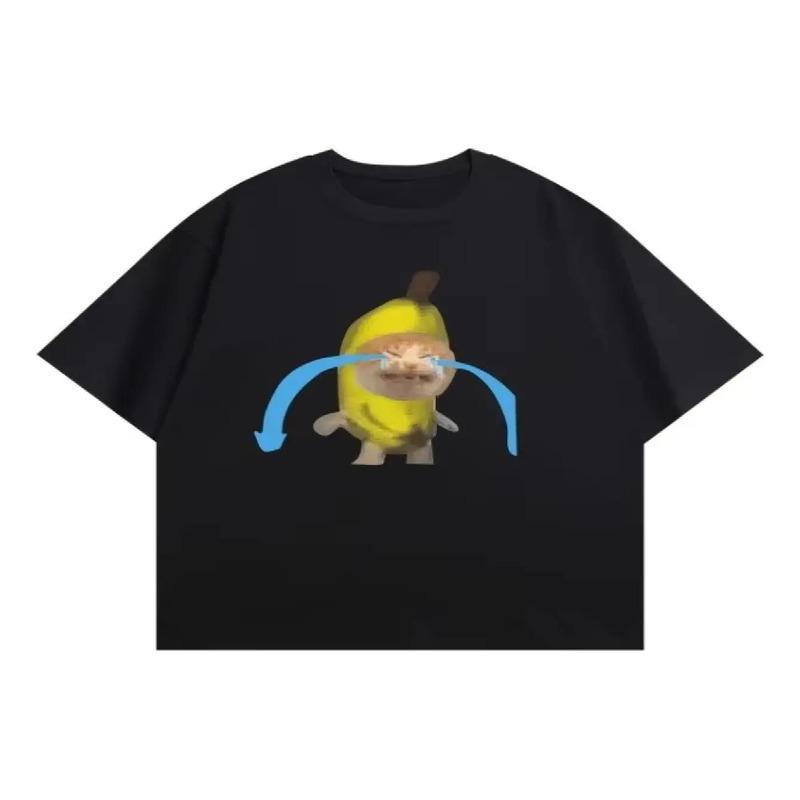 Camiseta Estampada Con Estampado De Emojis De Gato Llorando, S