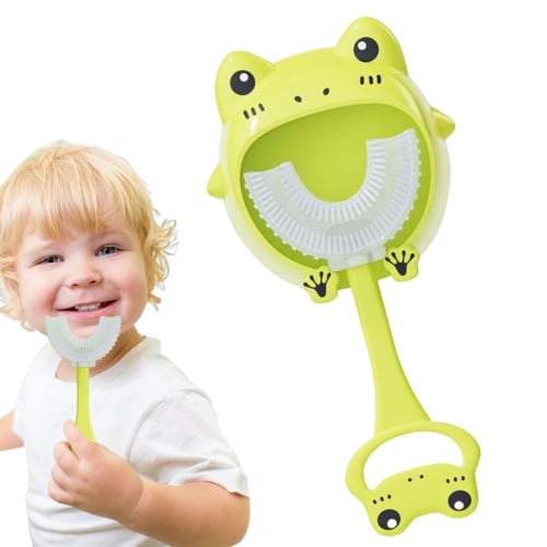 Gerinkoken Children's U-Shaped Toothbrush, Manual Toothbrush for Toddlers, Silicone Baby Teething Toy, Oral Cleaning Tool with 360× Oral Cleaning Desi