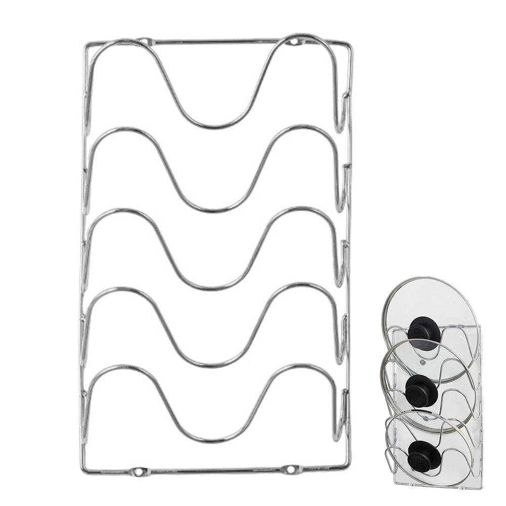 

Wall Hanging Kitchen Organizer Rack Five-Layer Metal Pot Lid Storage Holder Multifunctional Rust-Free Pot Cover Storage Solution