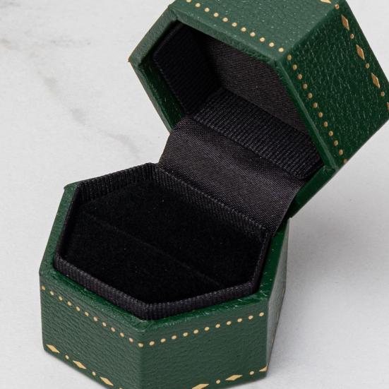 Boîte à Bague, Boîte Cadeau Hexagonale en Velours pour Bijoux, Compacte avec Protection en Éponge Douce Design Élégant, Boîte à Bijoux pour Fiançailles, Demande en Mariage, Mariage