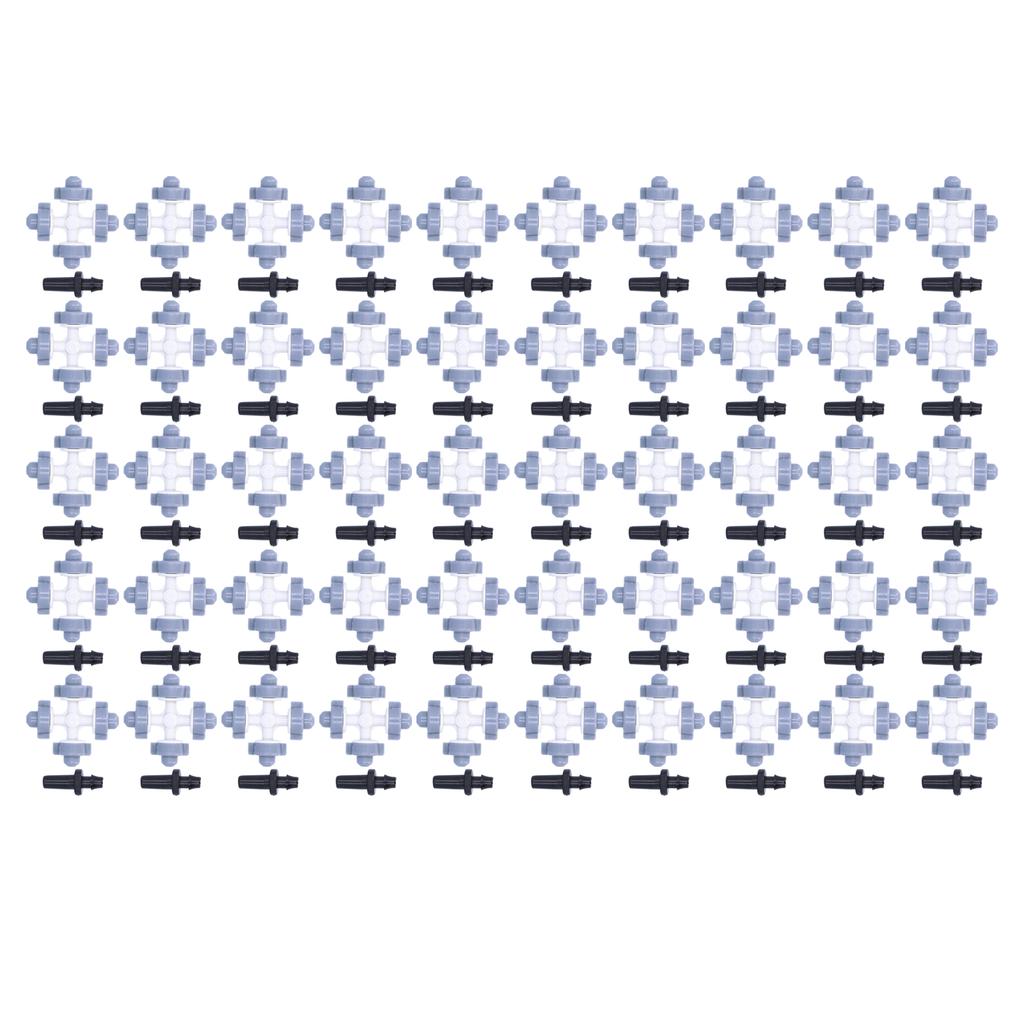 50Set 4 Outlet Sprayer Nozzle Misting Hanging Sprinkler Irrigation Accessory Gray