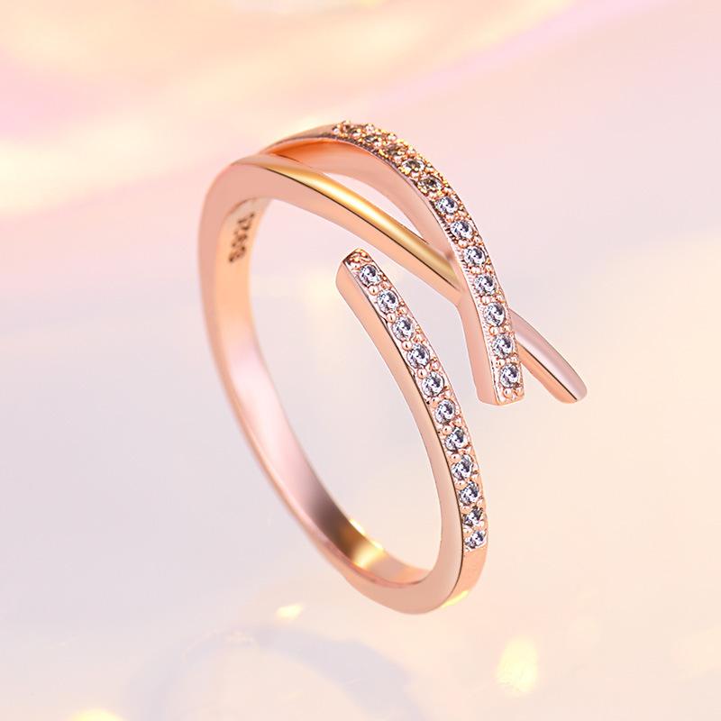 Ladies Cross Crystal Adjustable Open Rings Jewelry