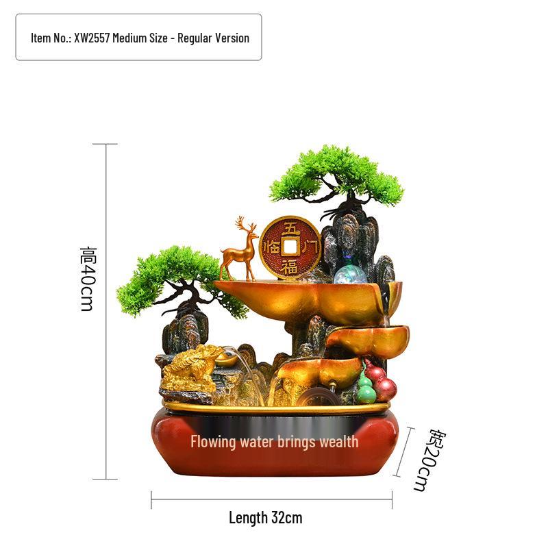 Feng Shui Wealth-Attracting Desktop Fountain with Treasure Bowl - Ideal for Home, Office, Shop Decoration.