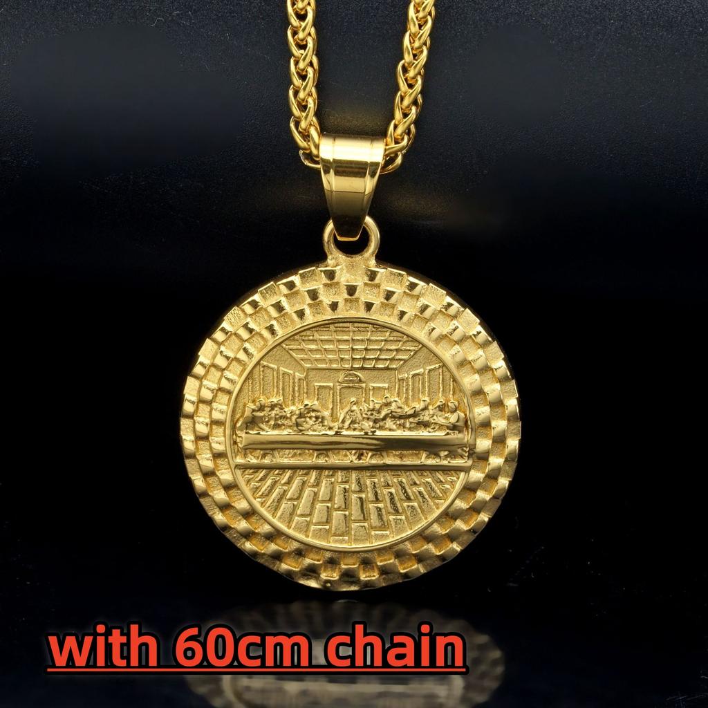 1pc Hip Hop Gold Color Last Dinner Pendant Necklace Ornament 316L Stainless Steel Pendants Party Jewelry for Men Women