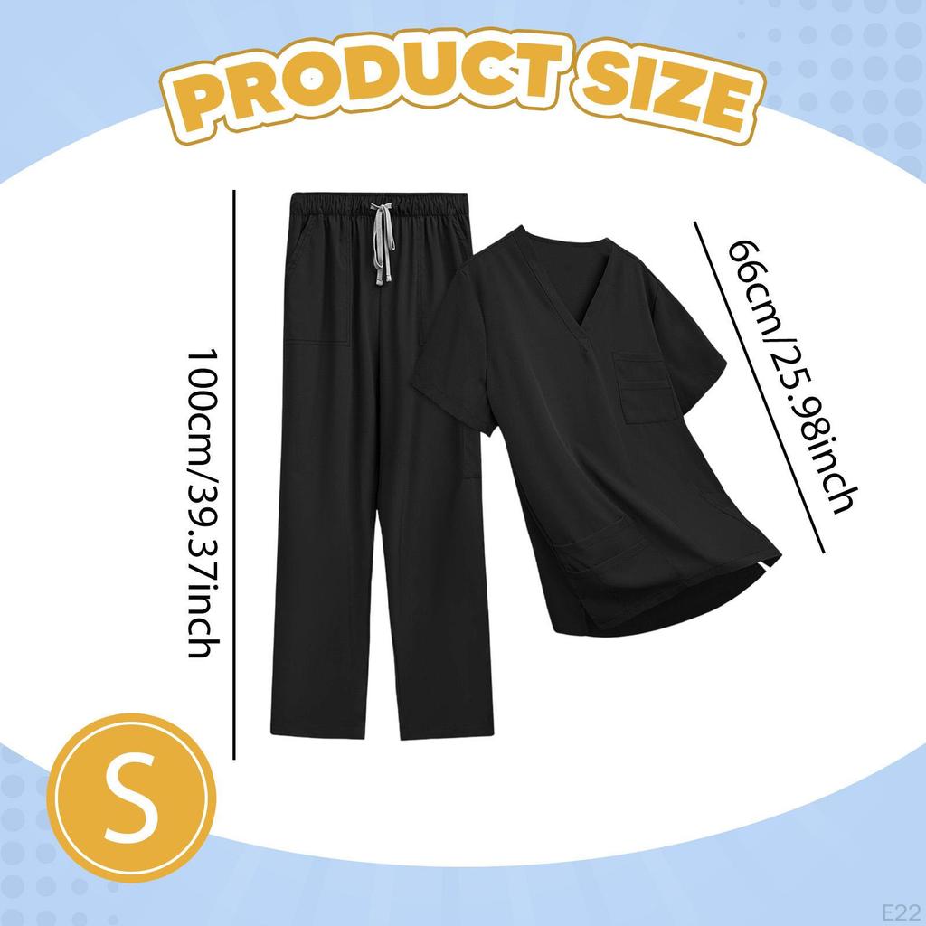 Unisex Scrubs Set Elastic Waist Modern Nurse Uniform for Women Men Beauty Salons