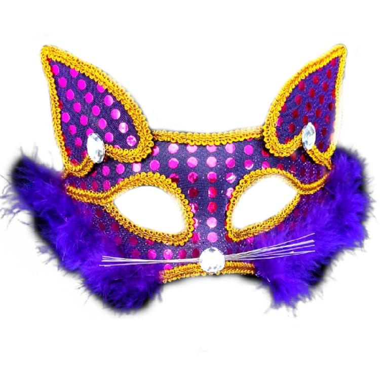 Masquerade Mask Foxes Mask Halloween Costume Mask Sequins Cats Mask Half Face Mask for Party