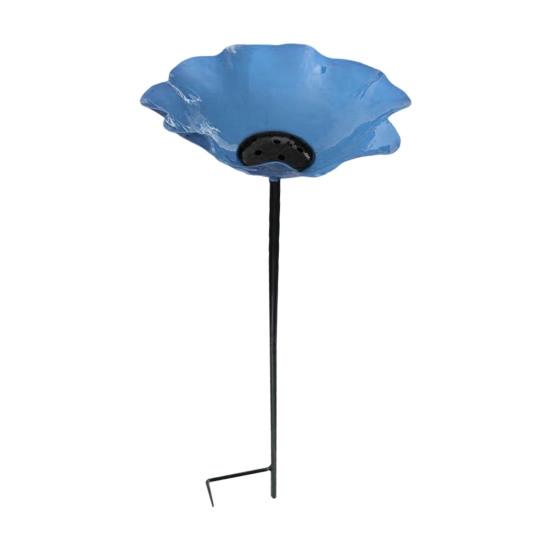 

Garden Metal Flower Stake Decorative Bird Bath Ground Insert Bee Watering Station Butterfly Bowl for Backyard Pollinators Wild Birds Patio Decoration синий