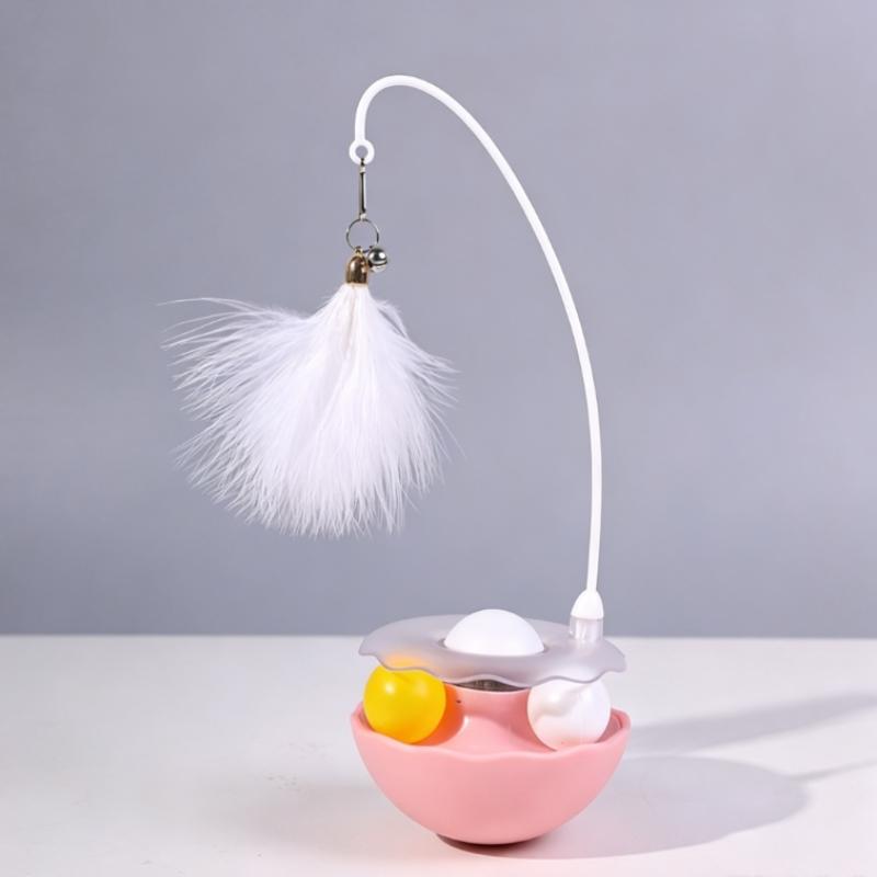 Cat Teaser Stick with Bell Removable Turntable Interactive Toy Easy to Clean for Indoor Kittens Pet Playtime Fun