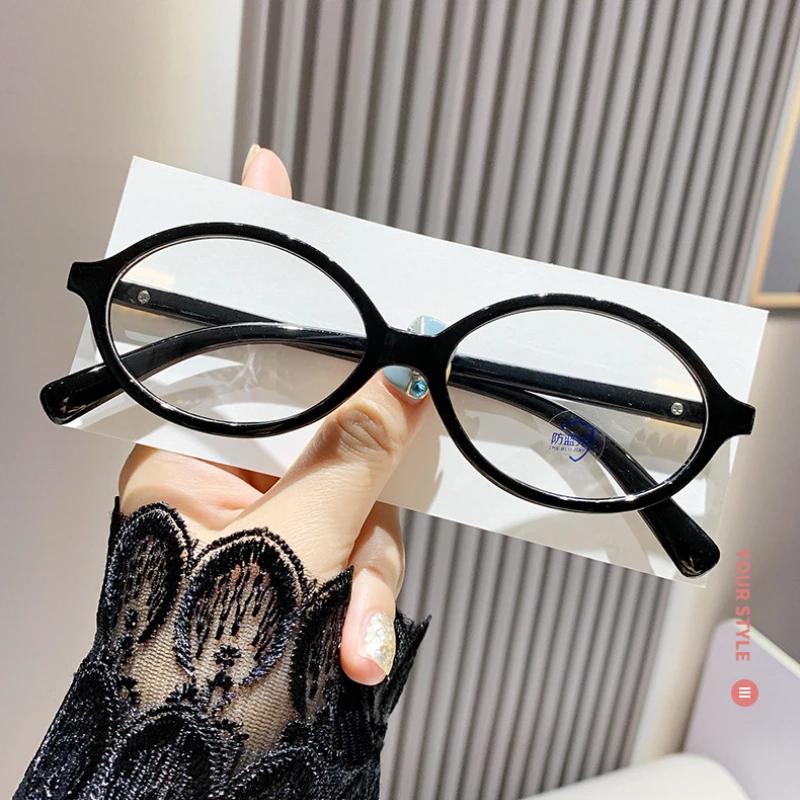 Women Small Oval Myopia Glasses Unisex Vintage Blue Light Blocking Eyeglasses Frames Retro Near Sight Eyewear For Ladies