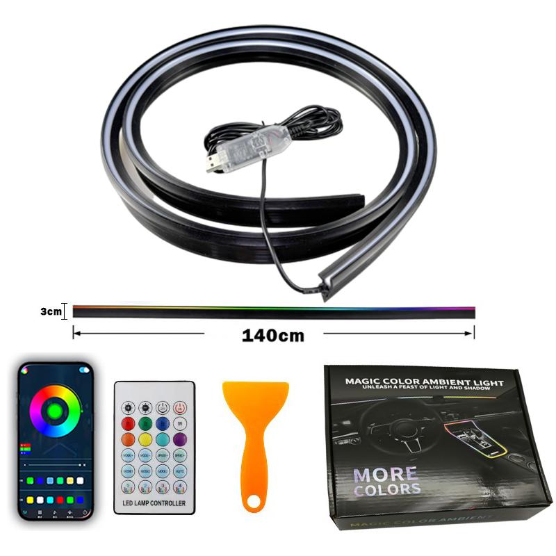 

150cm Windshield Colorful LED DIY Car Interior Hidden App Remote Control Atmosphere Lamp Dashboard USB Car Ambient Light Strips