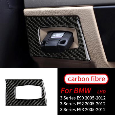 Für BMW E90 E92 E93 3 Serie 2005-2012 Real Carbon Fiber Innen Auto Zündschloss Schlüssel Loch Aufkleber aufkleber Schützen Dekor
