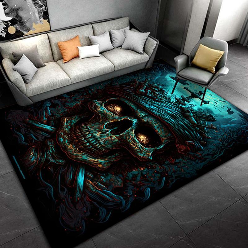 Skeleton Sea Pirate Pattern Rug Carpet for Living Room Bathroom Mat Creative Doormat Carpet for Bedroom Home Decor Play Mats