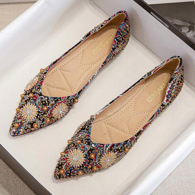 Pantofi de seară cu flori de cristal pentru femei, paiete de lux, paiete, pantofi de seară pentru femei, pantofi de birou de zi cu zi cu vârf ascuțit