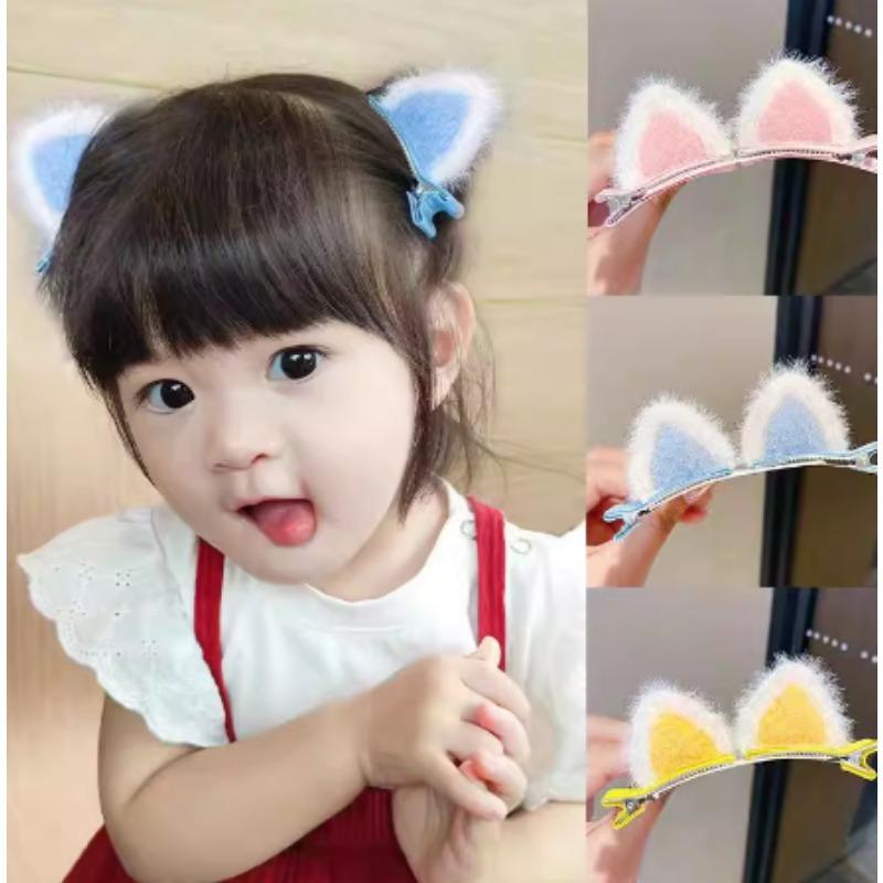 1pair Fuzzy Cat Ears Children Cute Hair Clip New Winter New Year Hairwear Fashion Event performance costume props