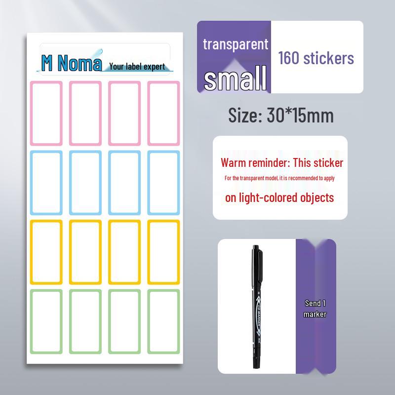 Waterproof Transparent Adhesive Name Stickers - Colorful and Self-Adhesive Labels