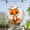 Fox Themed 2D Wind Spinner Garden Decor Metal Wall Art for Outdoor Yard Patio All Season Hanging Ornament No Electricity Needed