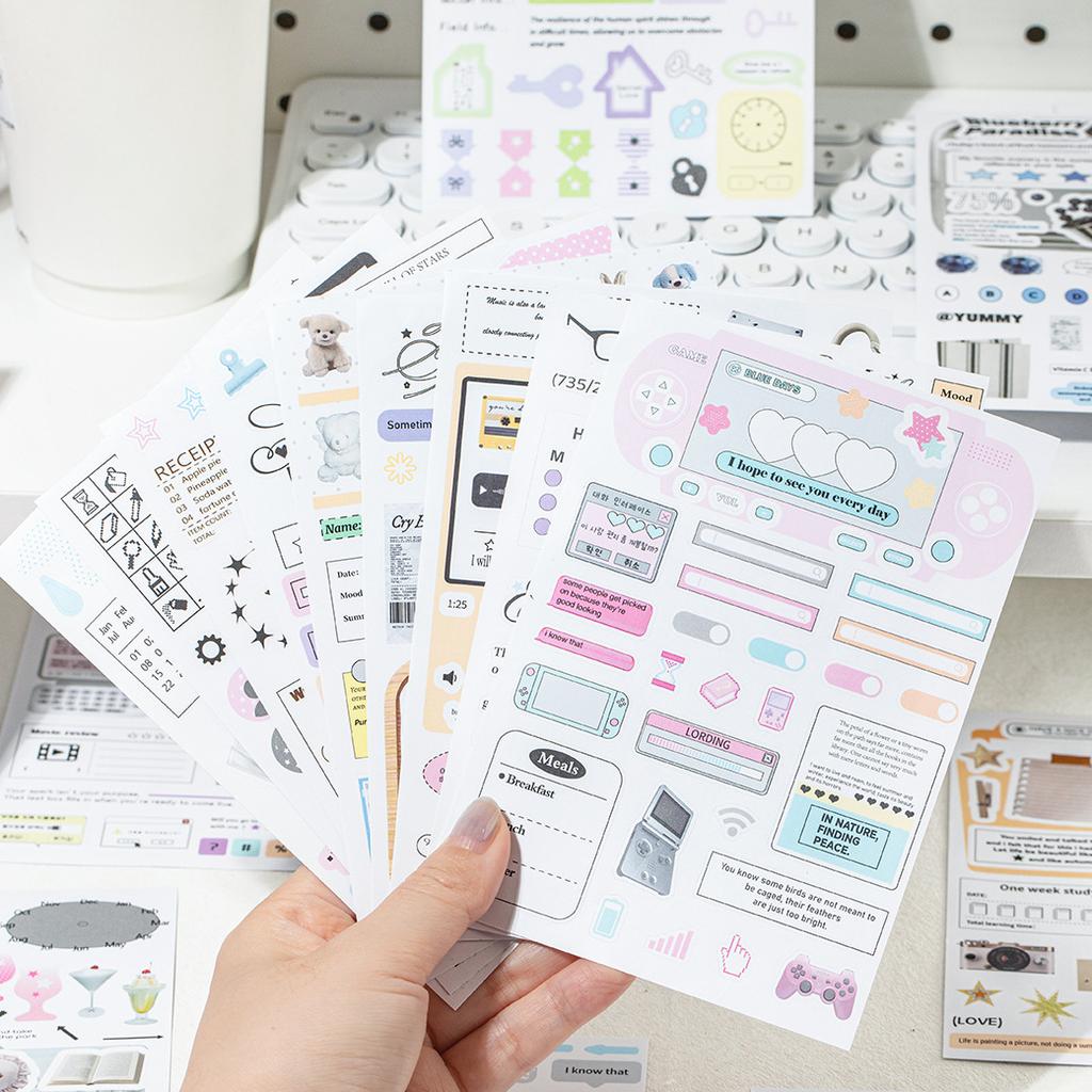 20-Pack Stationery Sticker Book Light Salt Notebook Series Versatile Decorative Stickers for Student Diaries