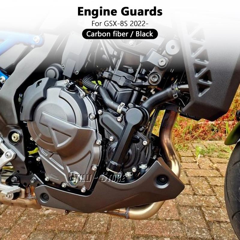 Motorcycle Accessories Engine Guard Protection Cover Black & Carbon fiber For Suzuki GSX-8S GSX 8S GSX8S 2022 2023 2024