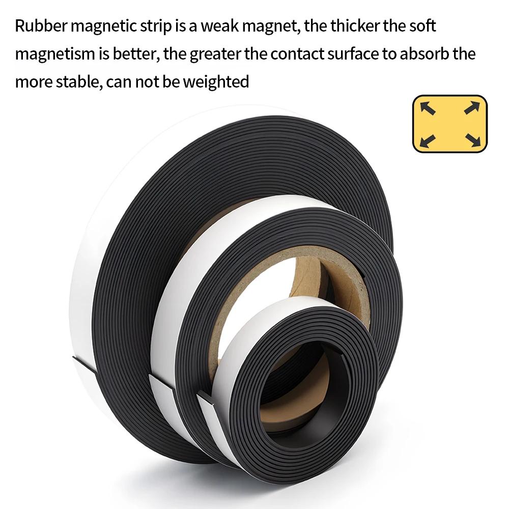 1M Flexible Rubber Magnetic Strip Self-Adhesive Cuttable Magnetic Tape DIY Wall Photo Poster Fixing Tool Wall Memo Strip