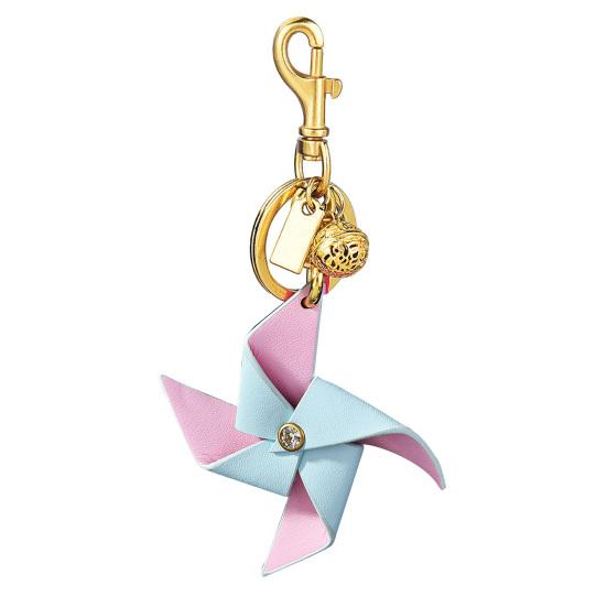 

Keychain Pendant Rhinestones Center Imitation Leather Windmill Design Key Chain with Lobster Clasp Bag Charm Backpack Accessory синій