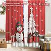 2pcs, 2D FLAT PRINTING Curtains (Without Rod) Snowy Festivity Christmas Holiday Curtains Semi-Sheer Curtains Versatile All