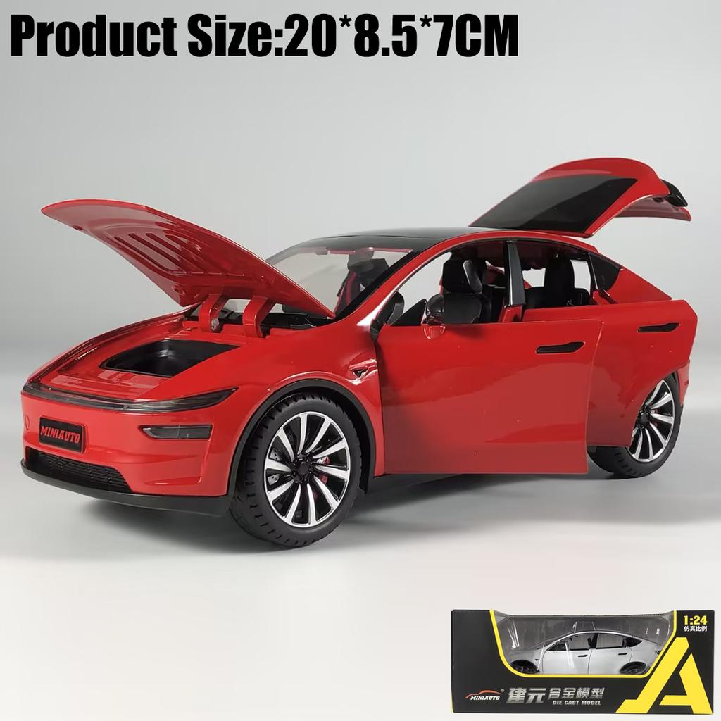 1:24 Model Y Facelift Off Road SUV Alloy Metal Diecast Model Car Sound & Light Pull Back Children Toy Collectibles Birthday Gift