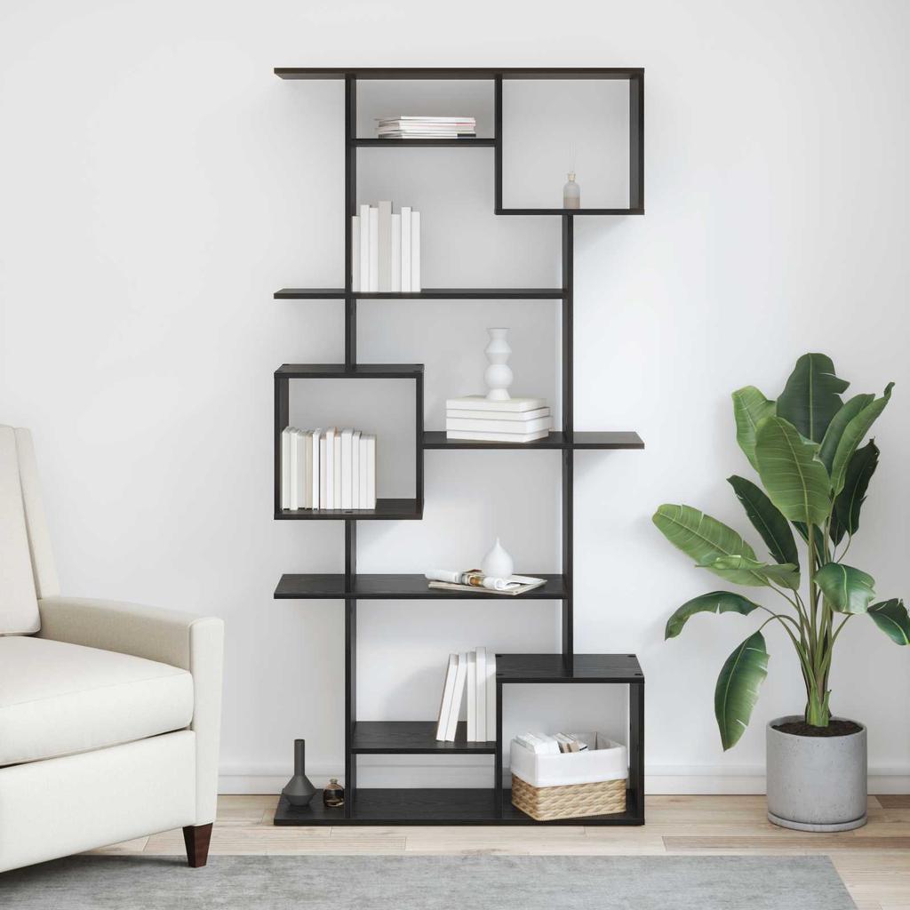 Bookshelf Black Oak Effect 92 x 29 x 188 cm Engineered Wood