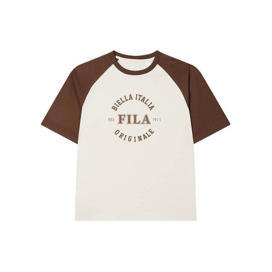 

FILA Logo Color Block Letter Print Fashion Simple Casual Knit Crew Neck Short Sleeve Raglan T-Shirt Unisex T-Shirt Spring-Oat F51U429102F-BG 2XL