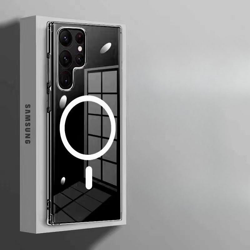 Suitable for Samsung S24FE Wireless Magnetic Charging Mobile Phone Case S25ultra Transparent Anti Fall Note20 Protection Case