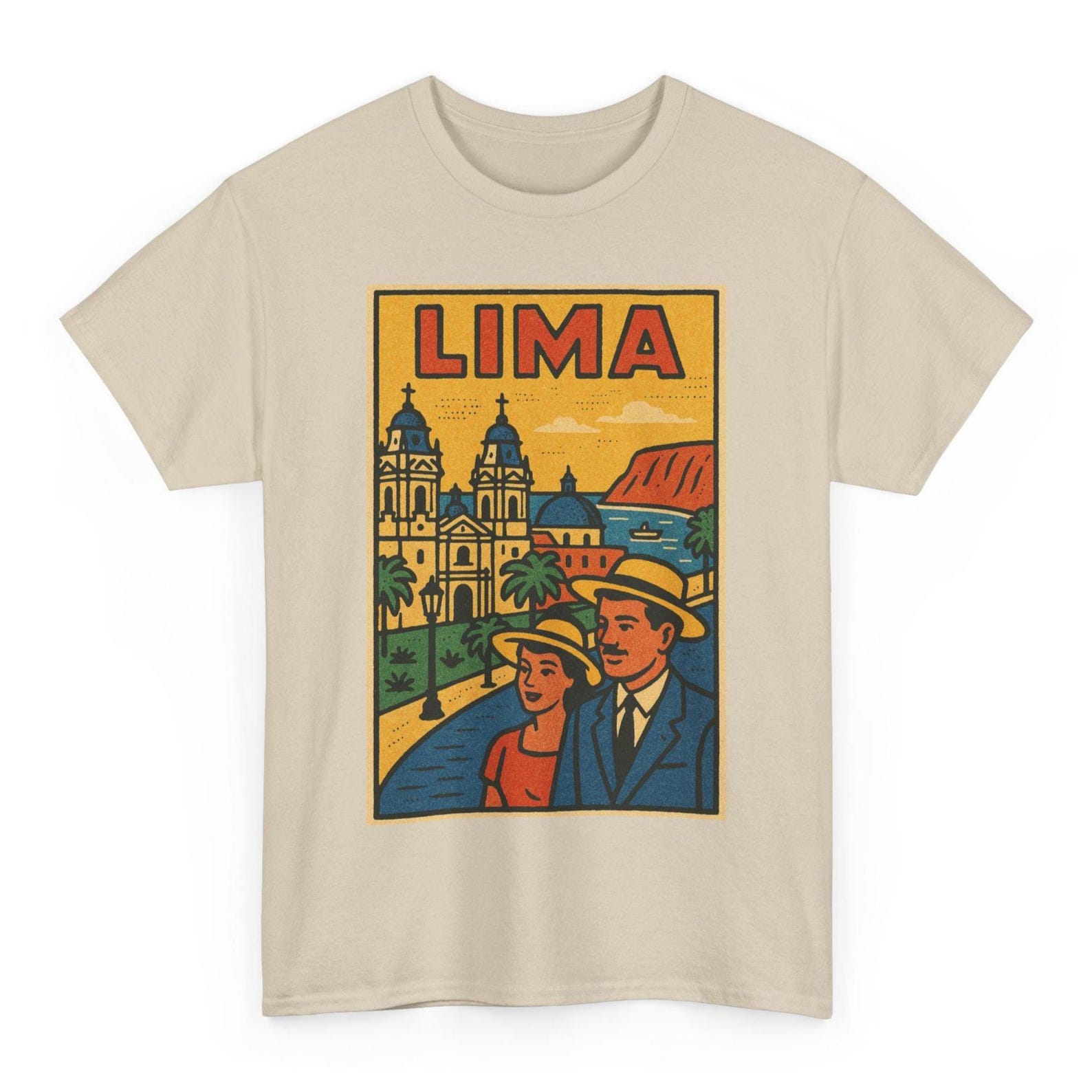 Lima Peru T-Shirt: Retro Comic Style Coastal City Tee M