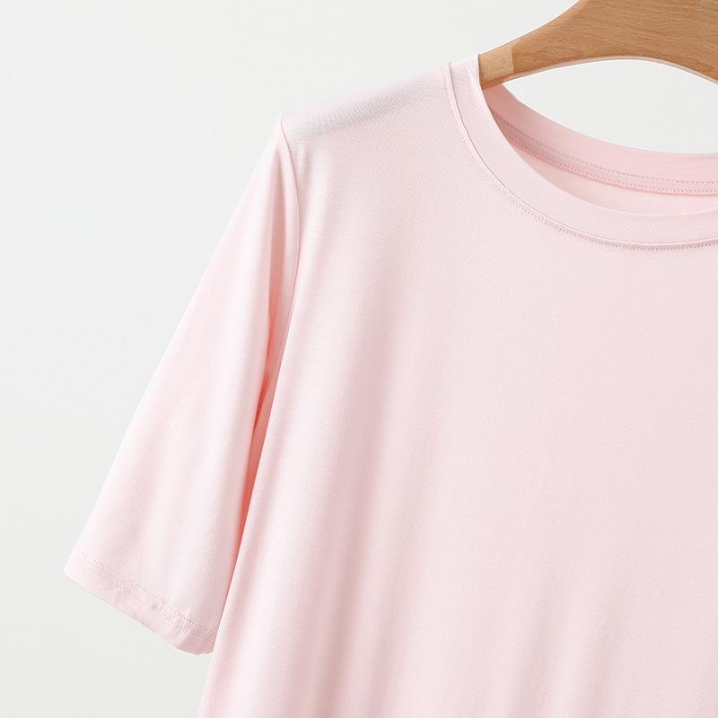 2025 Silk Summer Breathable Women's Slimming Five-Sleeve Round Neck T-Shirt
