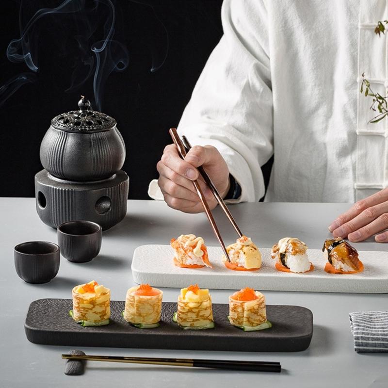 Multipurpose Ceramic Serving Dish Rectangular Plate For Sushi Appetizers Dessert Household Snacks Plate Easy To Clean