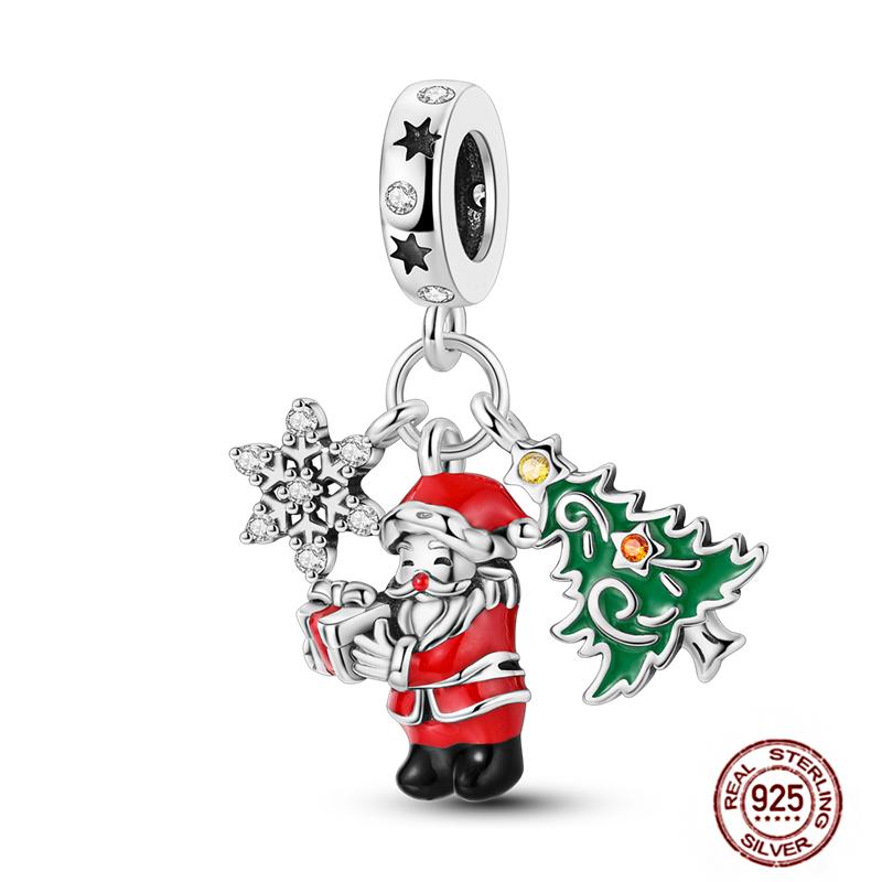 Christmas Charms Copper Fit Pendant Original Bracelets Santa Claus Snowflake Tree Gingerbread Man Beads Diy Jewelry