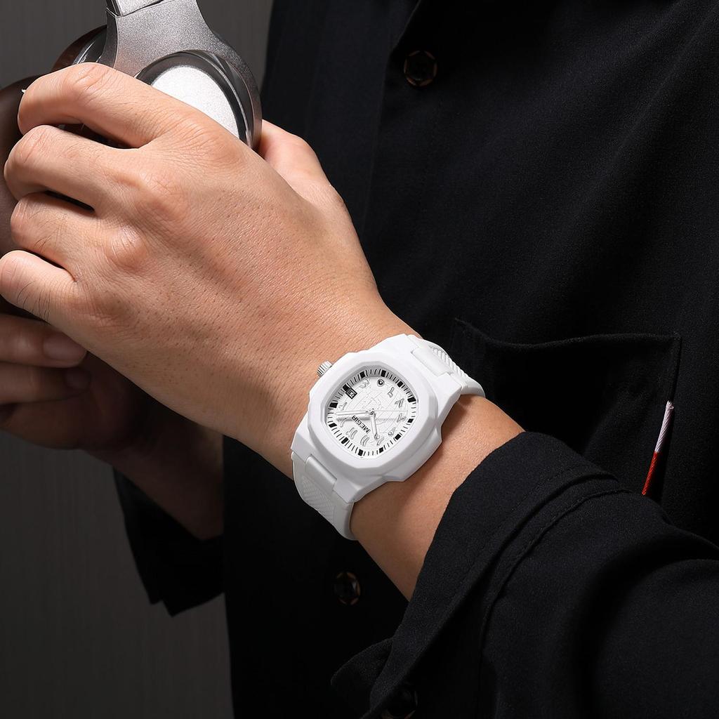 Megir 43MM Irregular Dial Men Watches Quartz Waterproof Sport Casual Wristwatch Clock Date Gifts for Man Montre Homme 8119