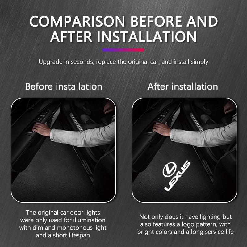 LED Car Door Logo Projector Welcome Ghost Shadow Light Accessories For LEXUS RX ES GX LS LX IS GS RC UX IS250 IS300 IS350 ES300