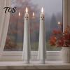 Halloween Ghost Candle Lights Flameless Taper Candles, Battery Operated Flickering Light with Window Sill Ornaments Remote, Real Wax 3D Wick