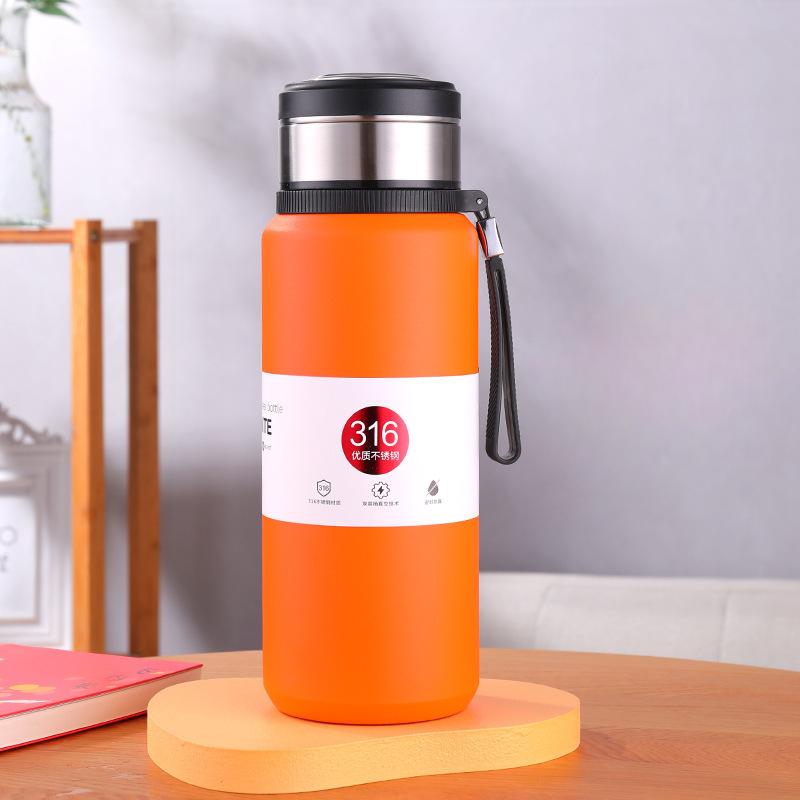 New 316 Stainless Steel Thermos Cup Large Capacity Tea Water Separation Braised Cup Portable Handle Tea Cup