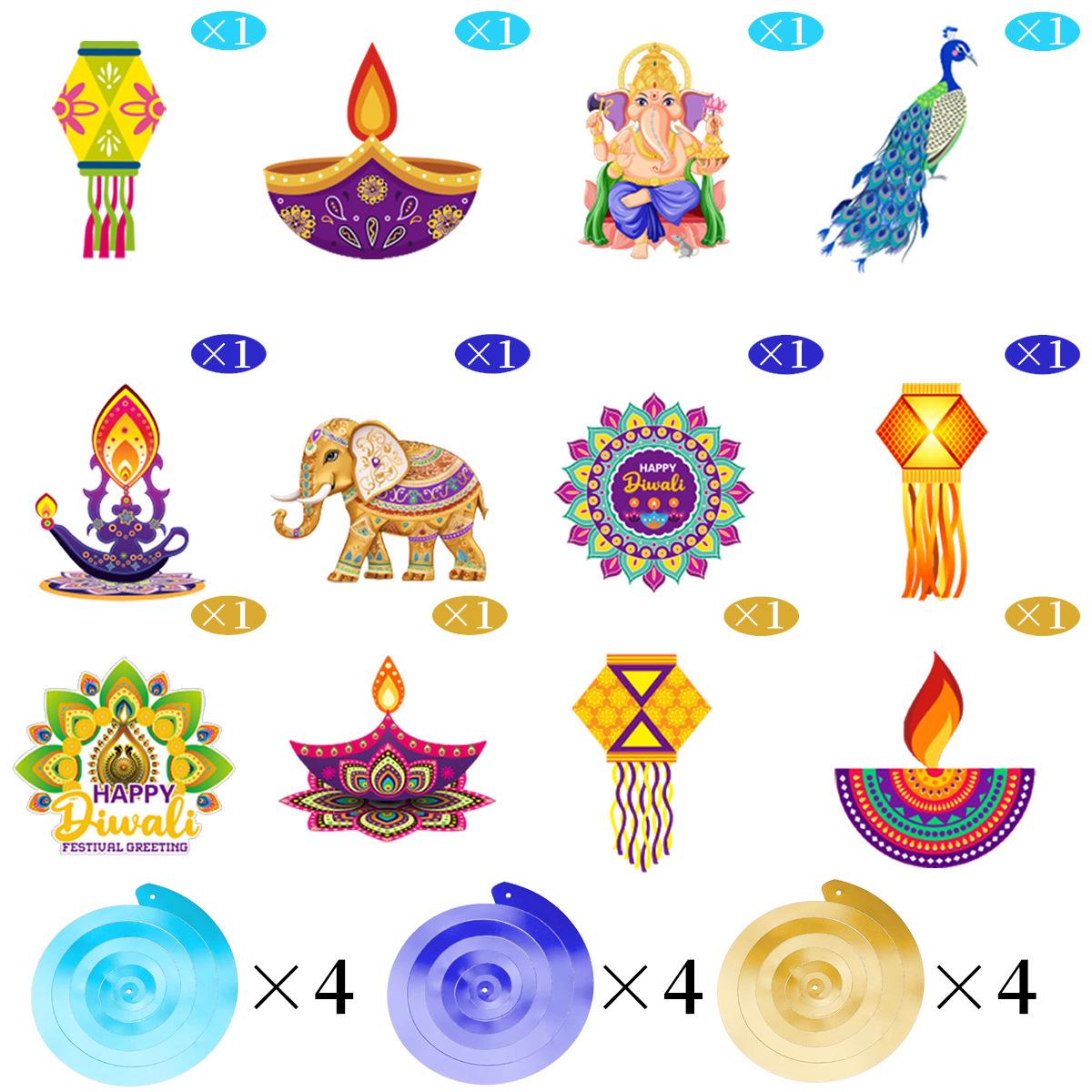 

12-Piece Set, Indian Diwali Spiral Pendant, Indoor Atmosphere Arrangement Spiral Pendant 12-Pack Diwali spiral