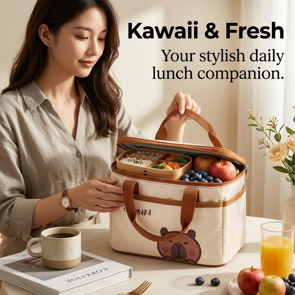 Large Capacity Insulated Lunch Box Bag Outdoor Portable Waterproof Storage Bag With Handle Cartoon Food Container Thermal Bag