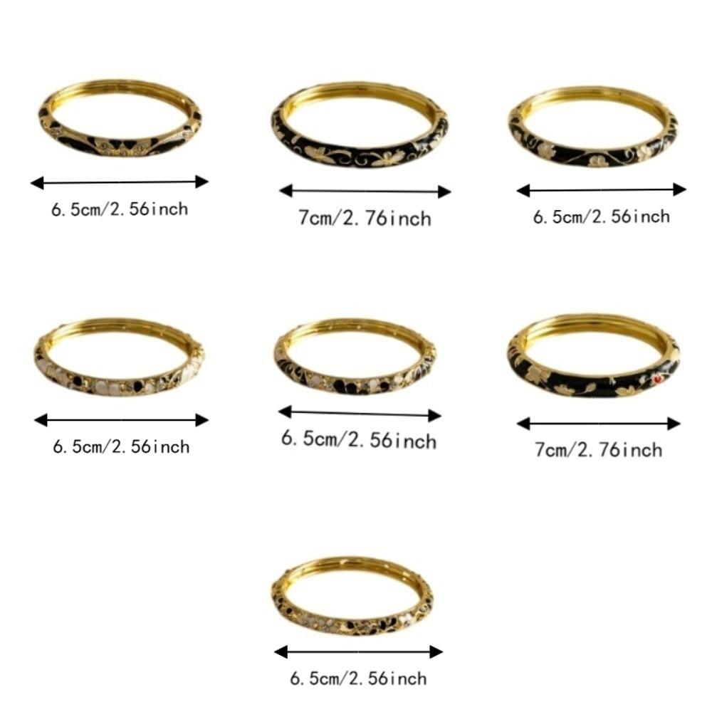 Enamel Flower Bangle Traditional Women's Hand Bracelet Vintage Cloisonne Bangle Jewelry Gifts