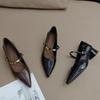 Metal Buckle One-band Block Heel Single Shoes Autumn New Pointed Toe Shallow Mouth Non-slip Kitten Heel Shoes