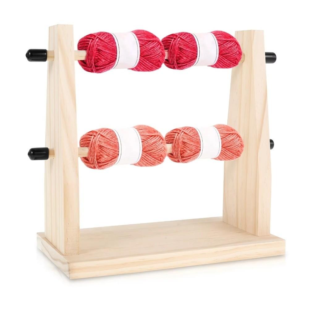 Dvouvrstvý vlněný úložný stojan Vertikální otočný stojan na klubka příze Dřevěný držák na přízi Háčkování