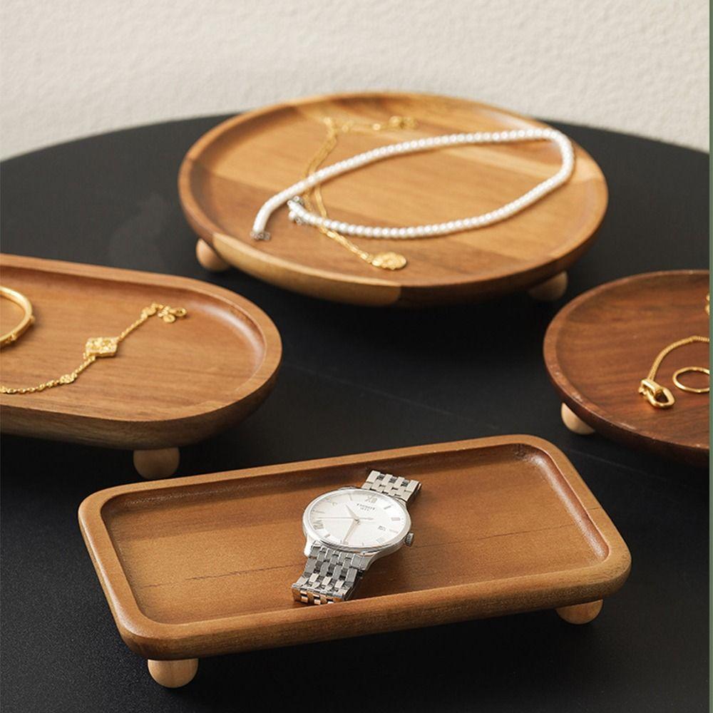 Retro Wood Pedestal Stand Portable Tea Coffee Plate Easy To Use Serving Platter Table Decoration