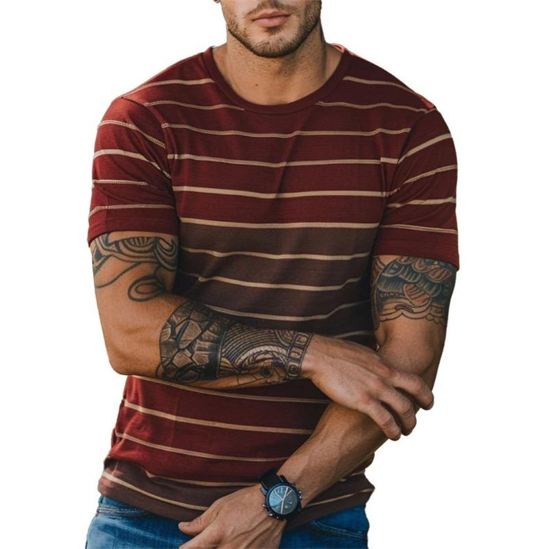 Fashion Stripe 3D Printed T Shirts For Men Summer Casual Crew Neck Short Sleeve T-shirt Loose Quick Dry Breathable Tees Tops