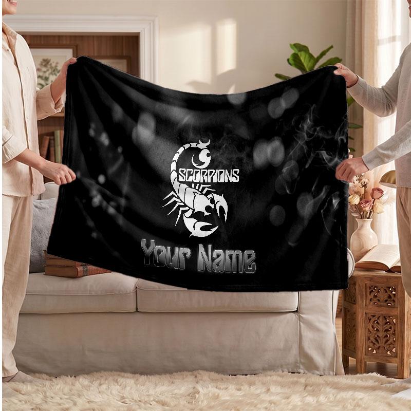 Scorpions Flannel Blanket, Custom Name Text Personalized Soft Throw Blanket Home Decor Gift