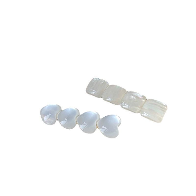 2pcs Summer fresh cat eye stone hairpin, heart-shaped shell, side clip, bangs clip, exquisite duckbill clip, hair clip