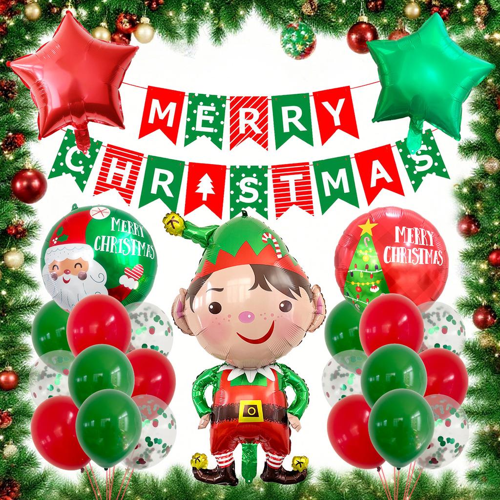 Christmas Theme Party Decoration Balloon The Grinch Santa Gingerbread Man Aluminum Balloon Flag Set