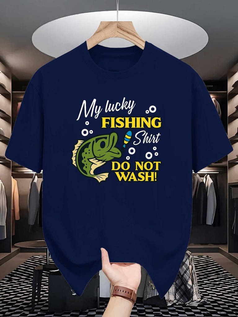 2026 Unisex Short Sleeve T Shirt My Lucky Fishing Funny Bass Fish Graphic Tees Loose Fit Casual Unisexs Top For Angler Street Wear
