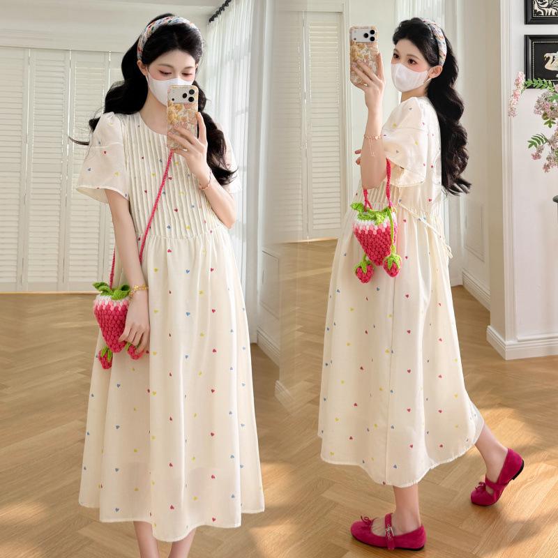 2026 Summer French Style Maternity Dress: Stylish & Thin, Mid-Length, Plus Size, Korean Version
