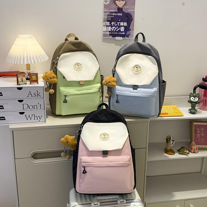 Schoolbag Female Niche Design Sense Backpack College Female Backpack Commuting New Contrasting Color High School College Student Class Bag Schoolbag
